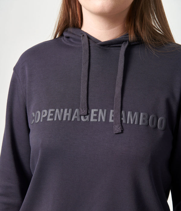 Mørkegrå bambus hoodie joggingsæt med logo