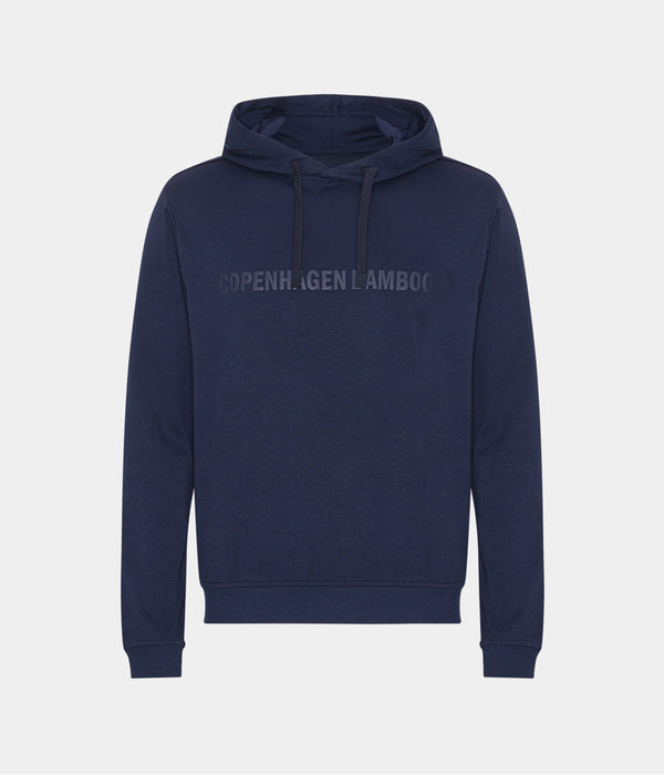 Blå bambus hoodie med logo fra Copenhagen Bamboo