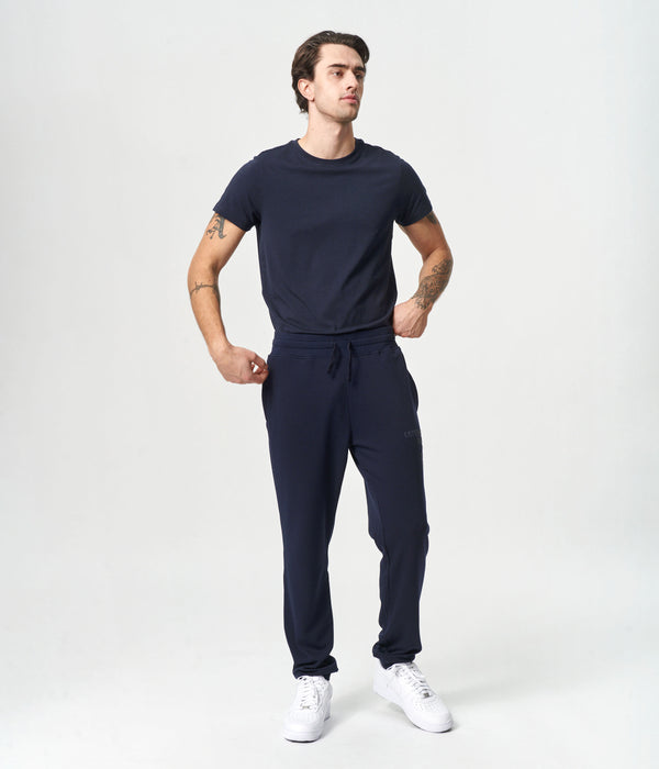 Navy bambus sweatpants med logo