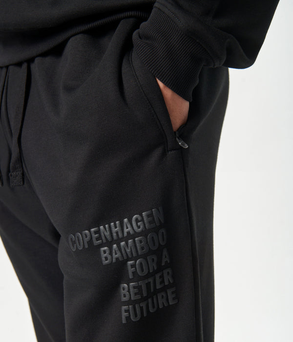 Sort bambus hoodie joggingsæt med logo