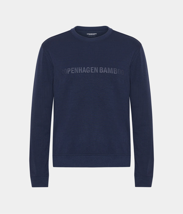 Blå bambus sweatshirt med logo fra Copenhagen Bamboo