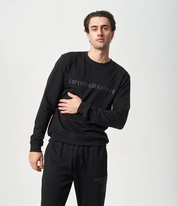 Sort bambus sweatshirt med logo