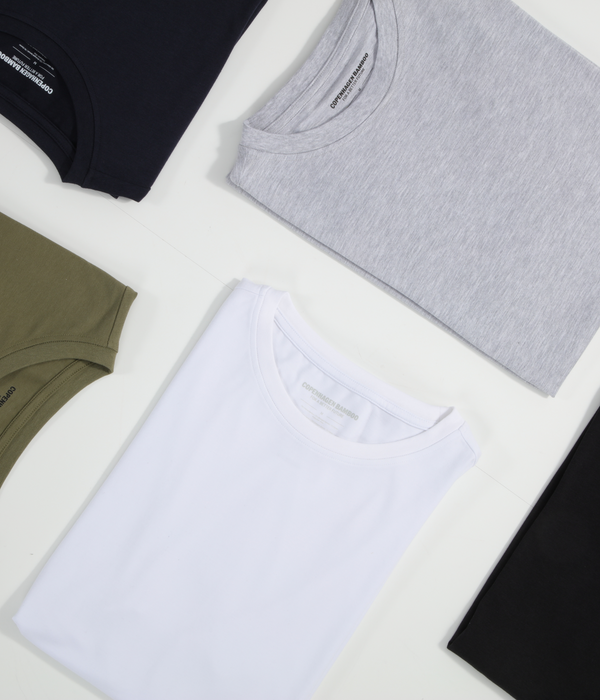 Hvid langærmet bambus T-shirt