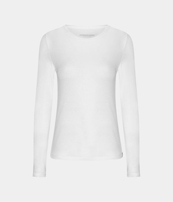 3 pak bambus langærmet T-shirt hvid/hvid/sort