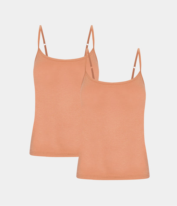 Tan bambus toppe med tynde stropper - 2 pak S Copenhagen Bamboo