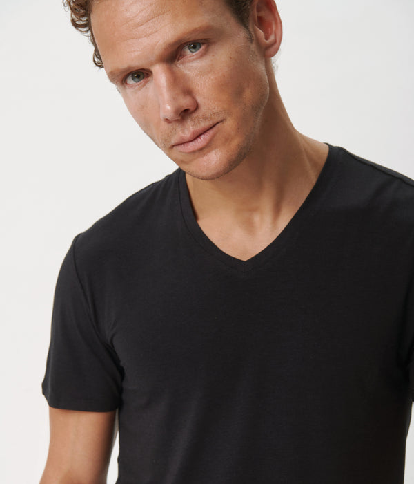 Sorte slim fit v-hals bambus T-shirts - 2 pak Copenhagen Bamboo