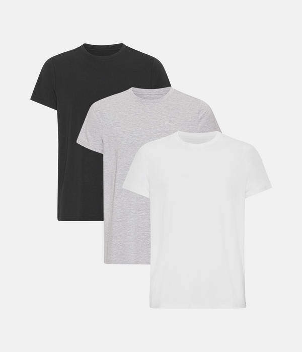 3 pak bambus T-shirt sort/hvid/lysegrå