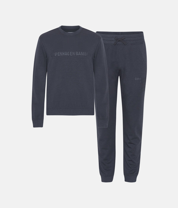 Mørkegråt bambus joggingsæt med logo