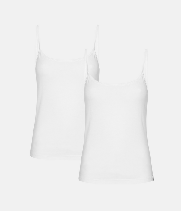 Hvide bambus toppe med tynde stropper - 2 pak S Copenhagen Bamboo