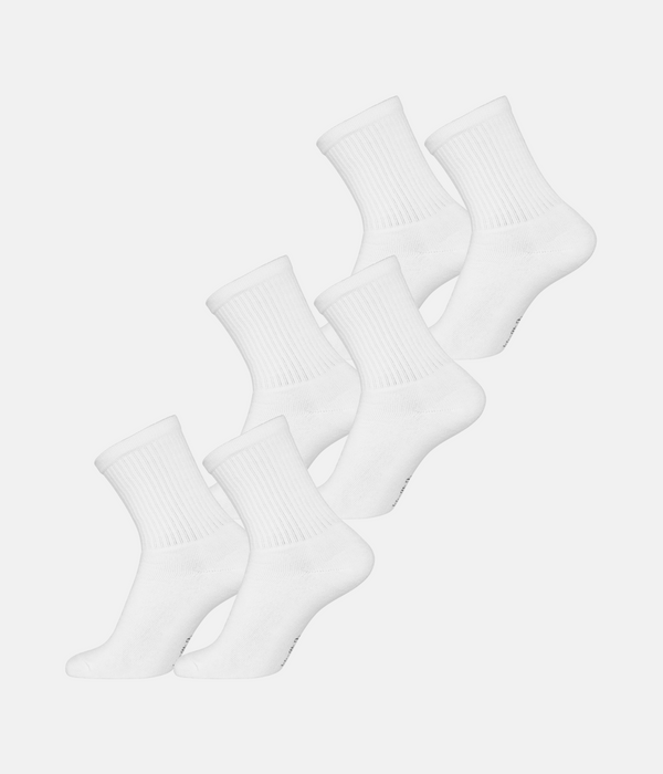 6 par hvide bambus tennissokker