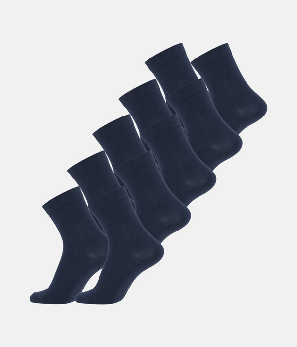 10 par navy bambus strømper