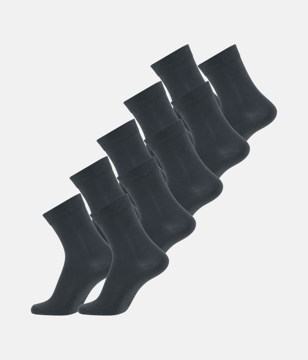 10 par mørkegrå bambus strømper