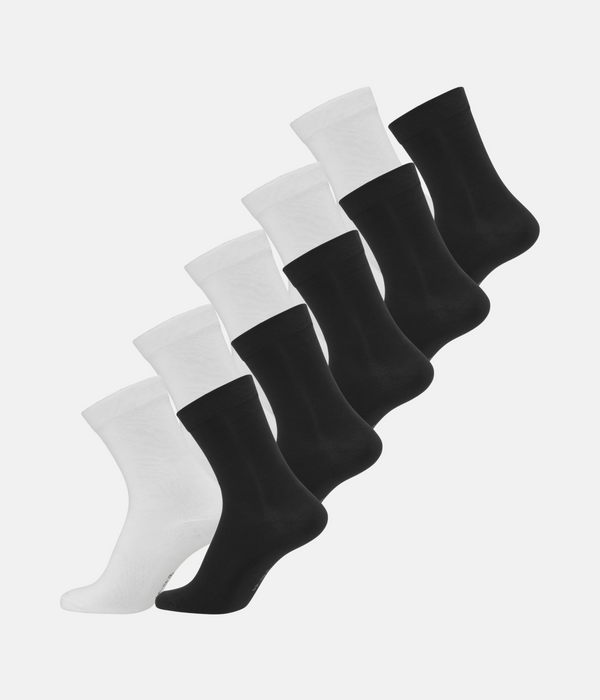 10 par bambus strømper sort/hvid