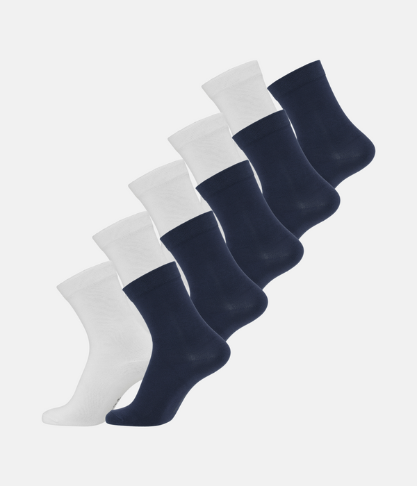 10 par bambus strømper hvid/navy