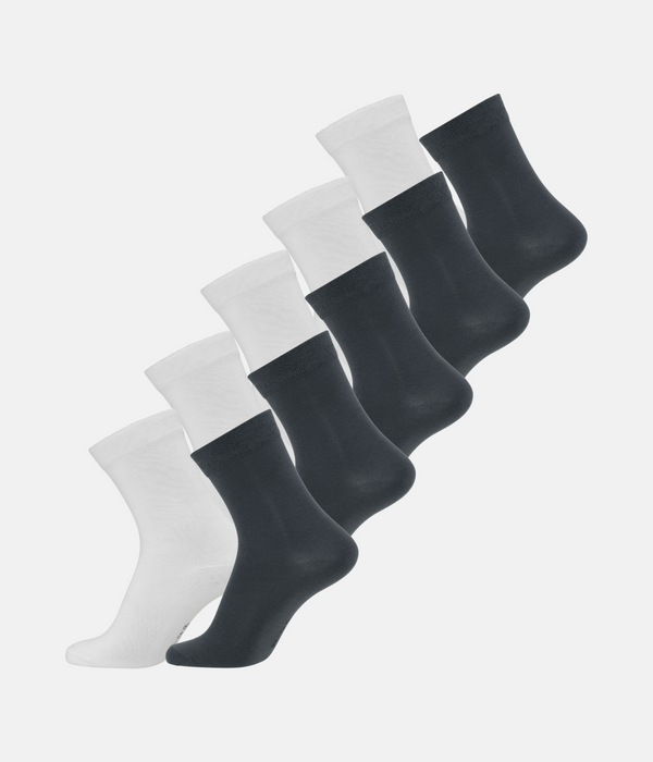 10 par bambus strømper hvid/mørkegrå