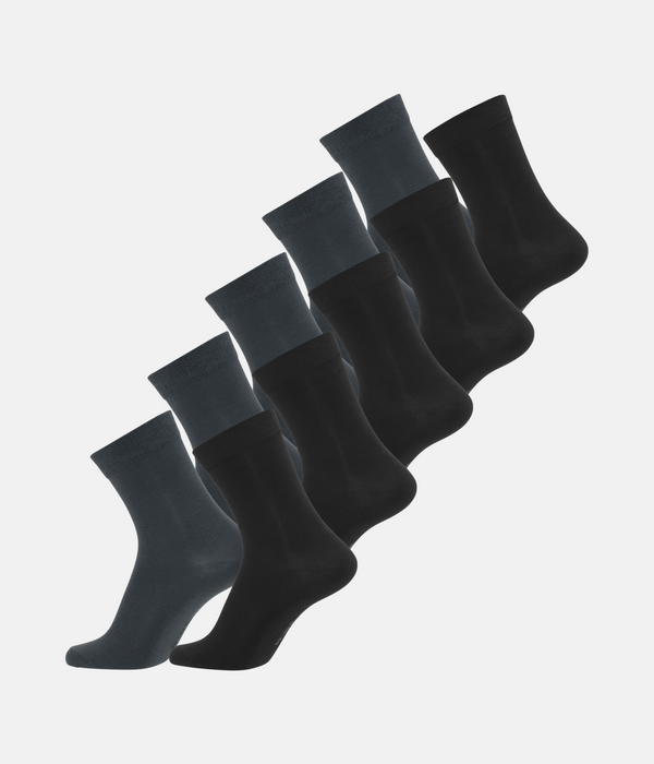 10 par bambus strømper sort/mørkegrå