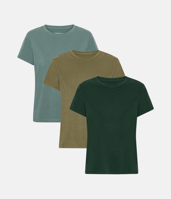 3 pak bambus T-shirt balsam grøn/oliven/grøn
