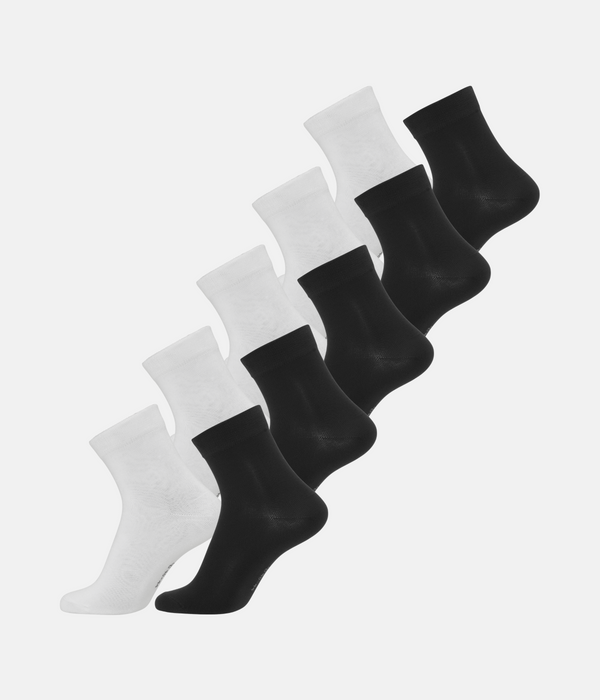10 par bambus strømper low cut sort/hvid