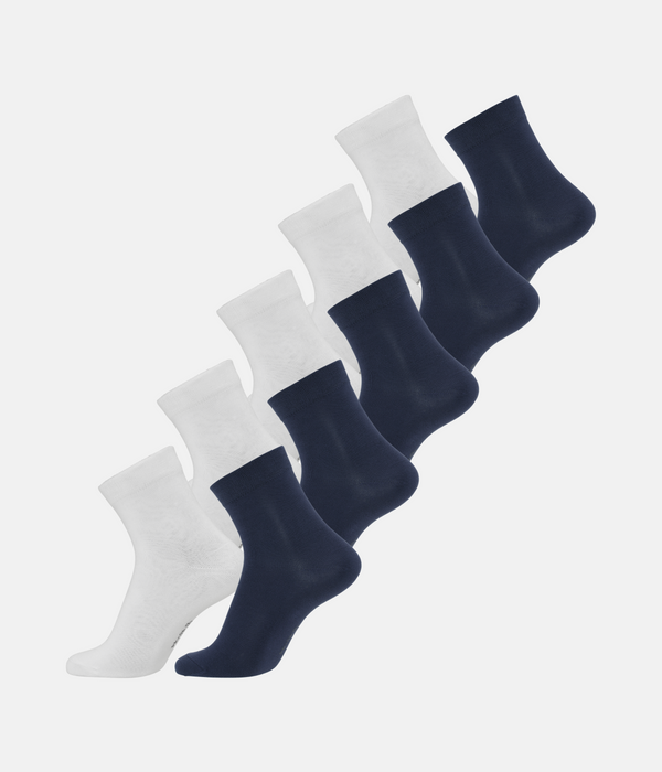 10 par bambus strømper low cut hvid/navy
