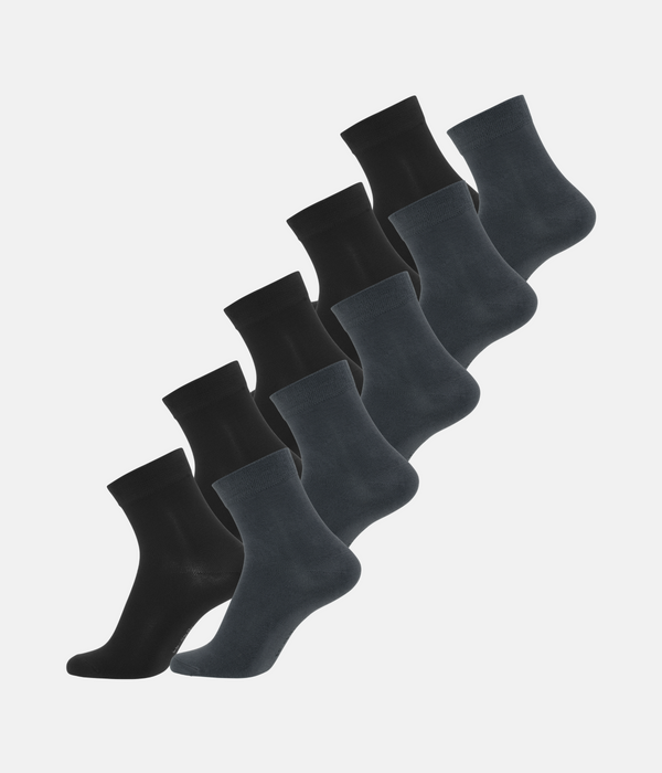 10 par bambus strømper low cut sort/mørkegrå