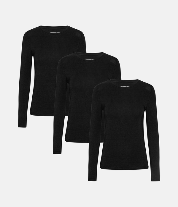 3 pak sort bambus langærmet T-shirt