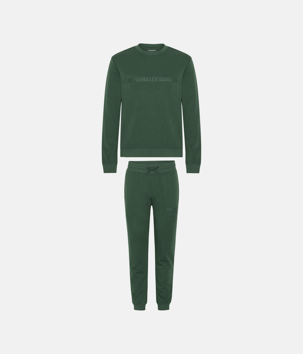 Grønt bambus joggingsæt med logo