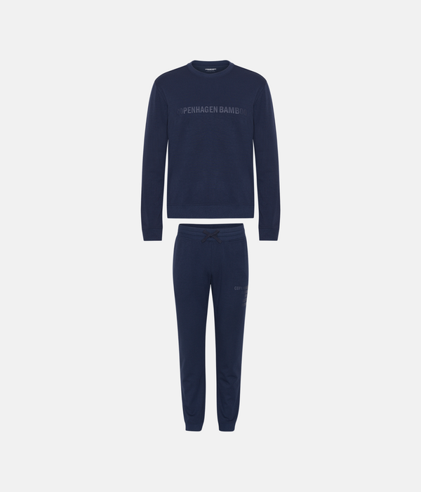 Navy bambus joggingsæt med logo