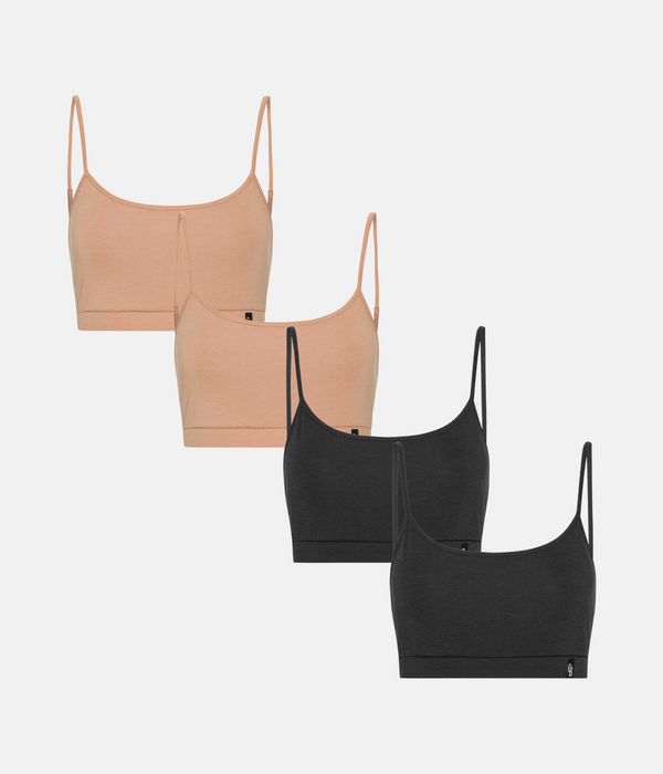 4 pak bambus  BH top med tynde stoppe sort/tan