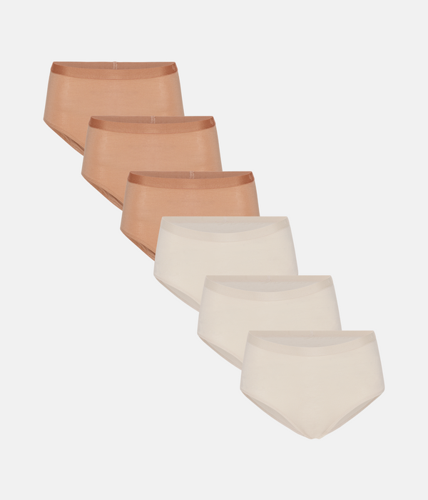 6 pak bambus maxi trusser tan/cream