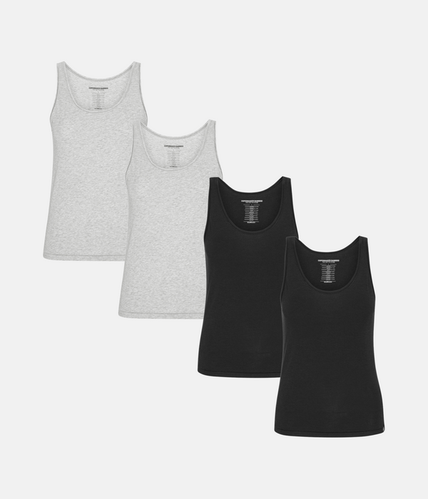 4 pak bambus toppe sort/grå