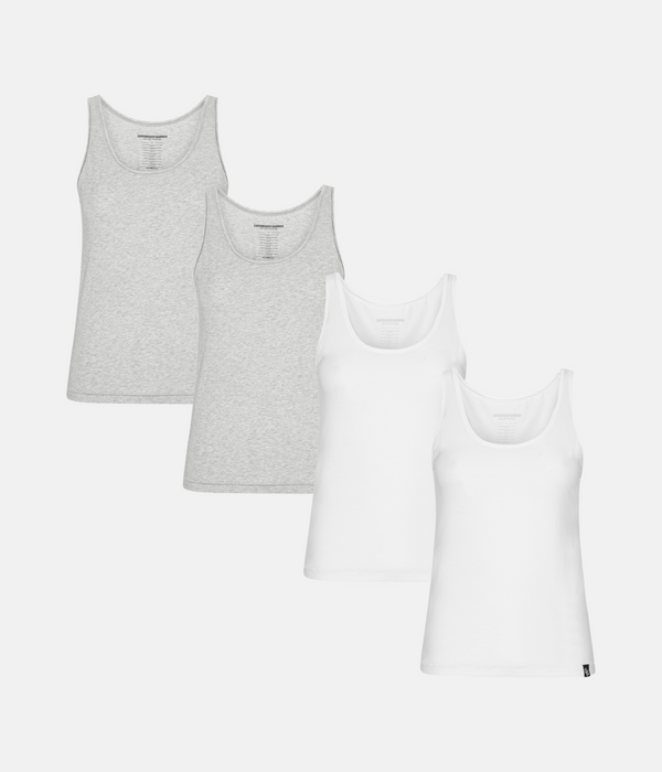 4 pak bambus toppe hvid/grå