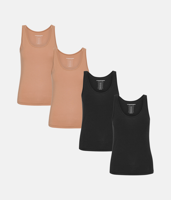 4 pak bambus toppe sort/tan