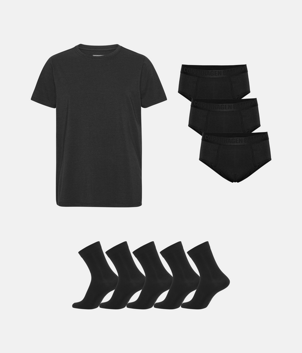 Bambus Pakke - T-shirt & Herretrusser & Strømper - Sort