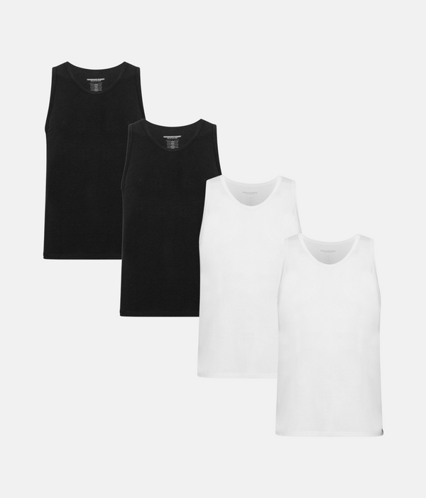 4 pak bambus tank tops sort/hvid