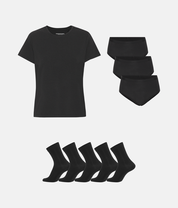 Bambus Pakke - T-shirt & Maxi Trusser & Strømper - Sort
