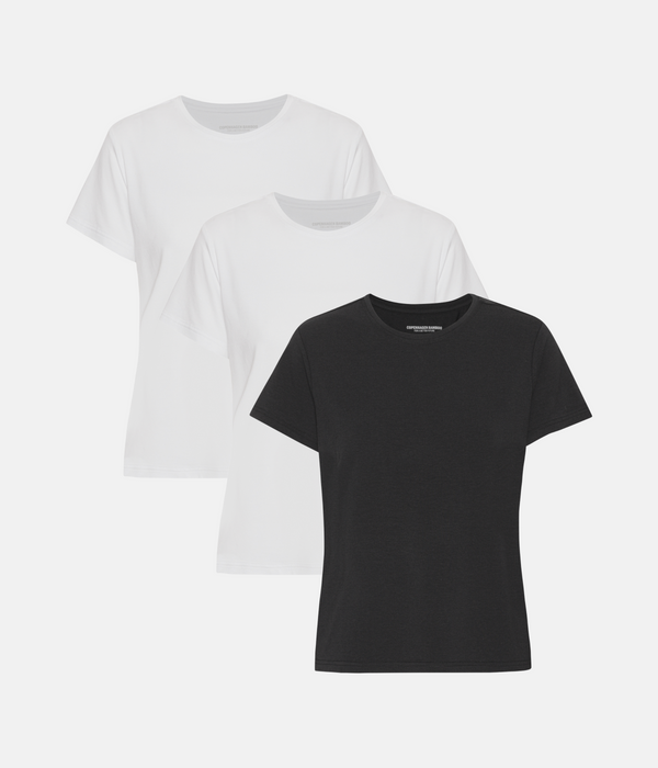 3 pak bambus T-shirt hvid/hvid/sort