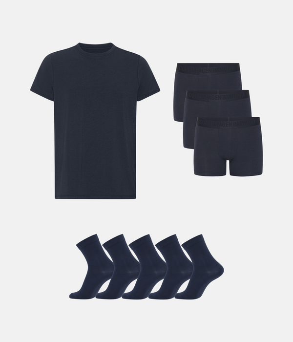 Bambus Pakke - T-shirt & Underbukser & Strømper - Navy