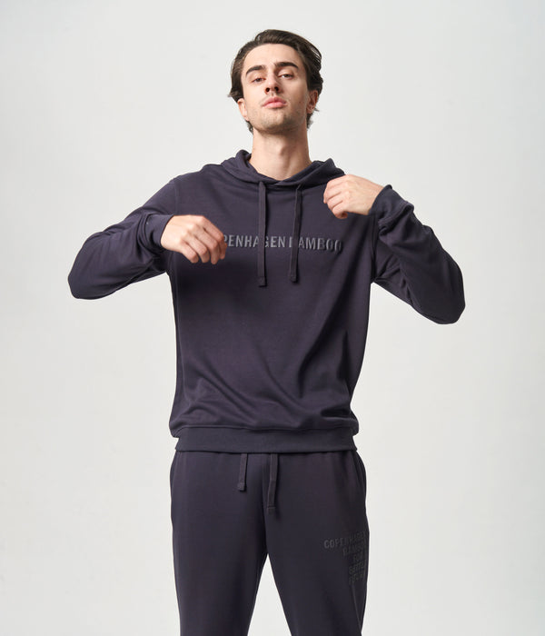 Mørkegrå bambus hoodie med logo