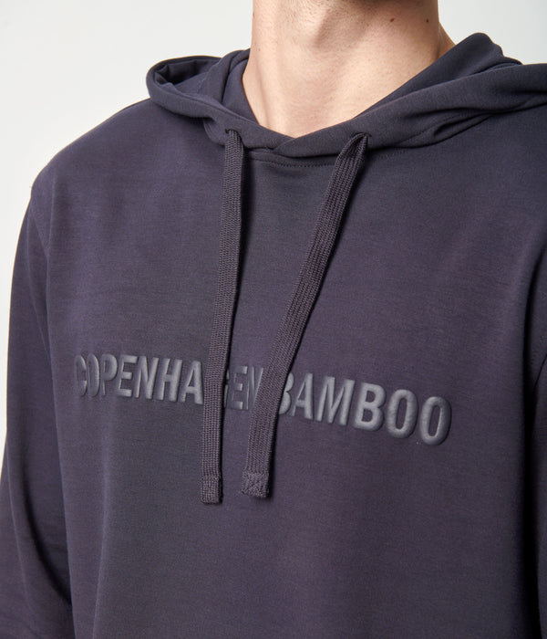 Mørkegrå bambus hoodie med logo