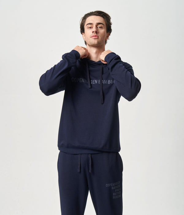 Navy bambus hoodie med logo