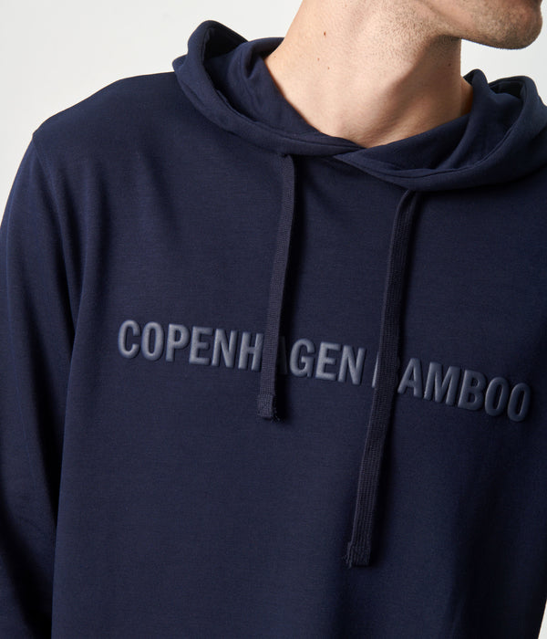 Navy bambus hoodie med logo