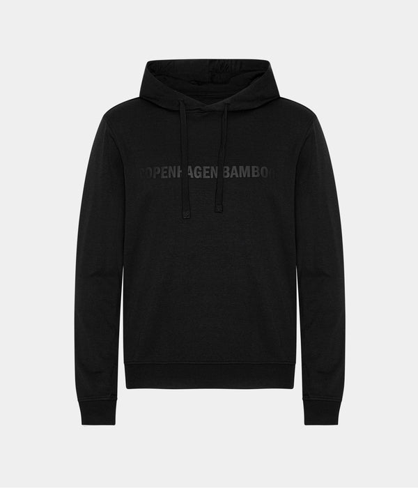 Sort bambus hoodie med logo