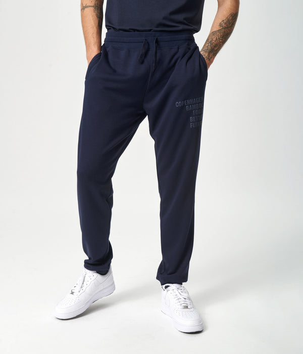 Navy bambus sweatpants med logo