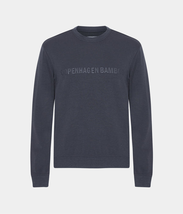 Mørkegrå bambus sweatshirt med logo