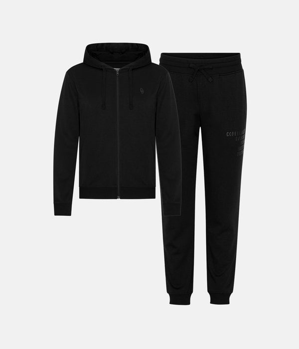 Sort bambus hoodie joggingsæt med lynlås