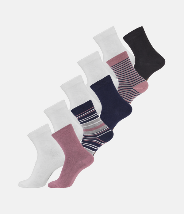 10 par bambus strømper low cut hvid/mauve mix