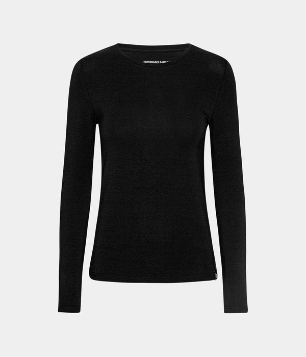 3 pak bambus langærmet T-shirt hvid/hvid/sort